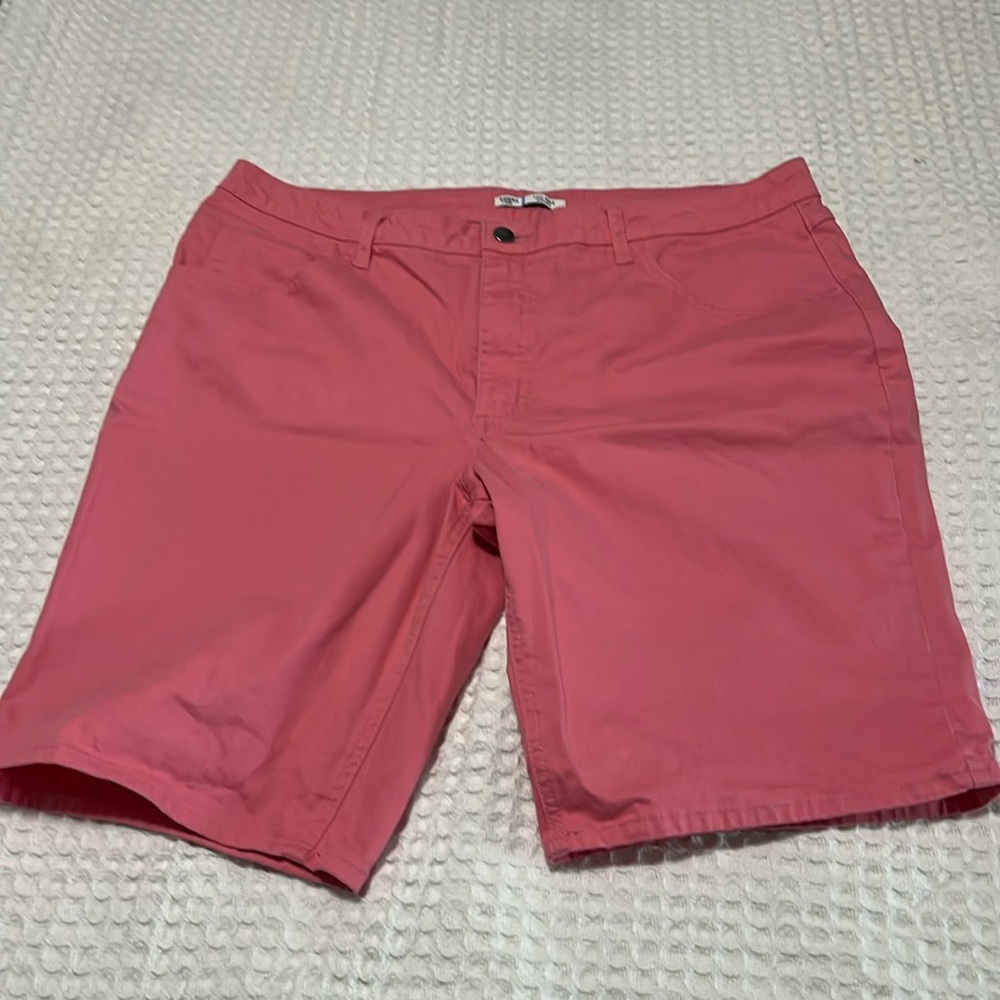 Pink/ Coral Midrise Bermuda Shorts